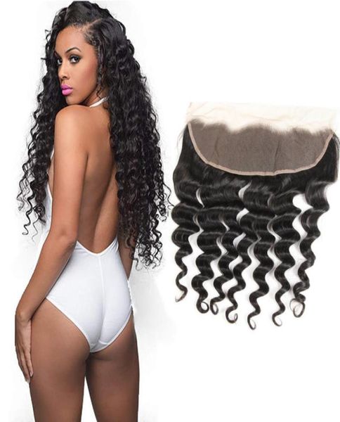 

brazilian unprocessed human hair deep wave 13x4 lace frontal curly pre plucked natural color closures 1024inch deep wave7645088, Black;brown