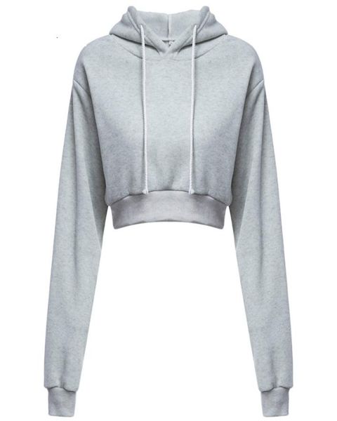 

fashionwomen hoodies sweatshirts cotton solid crop hoodie long sleeve female jumper hooded pullover coat casual sudaderas mu8883485, Black