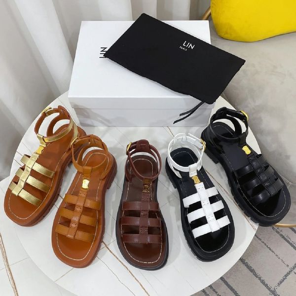 

women triomphe gladiator platform slides clea fashion holiday travel sandale designer man cowhide slipper celiny luxury slide small size out, Black