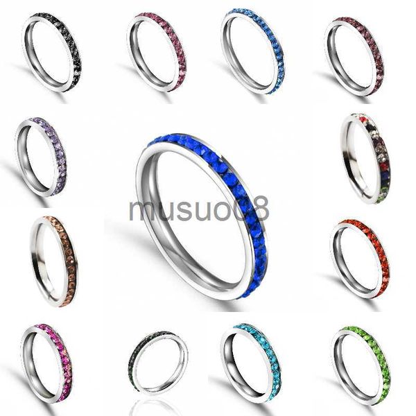 

band rings qianbei rows cz stones ring for women elegant rose stainless steel wedding band female alliance jewelry party gift j230817, Silver