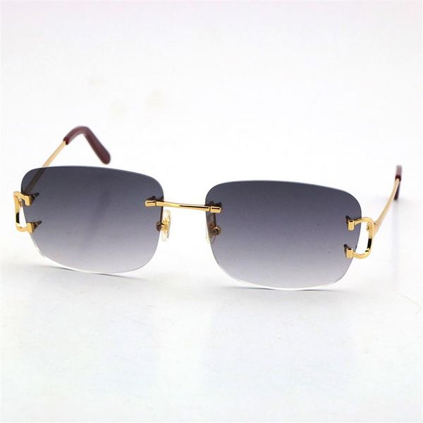 

rimless fashion men woman sunglasses driving with c decoration goggle elongated and slim gold frame glasses size 57-20-140mm294k, White;black