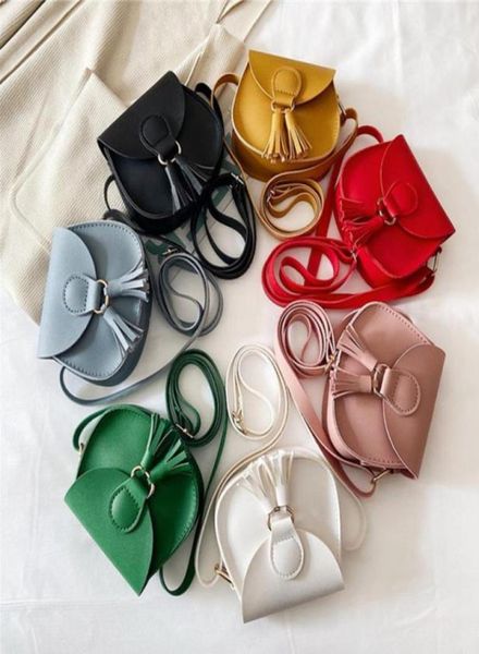

baby coin purse leather kids mini cross body messenger bag tassel toddler girls shoulder bags tote kids accessories 7 colors dw6134720467, White