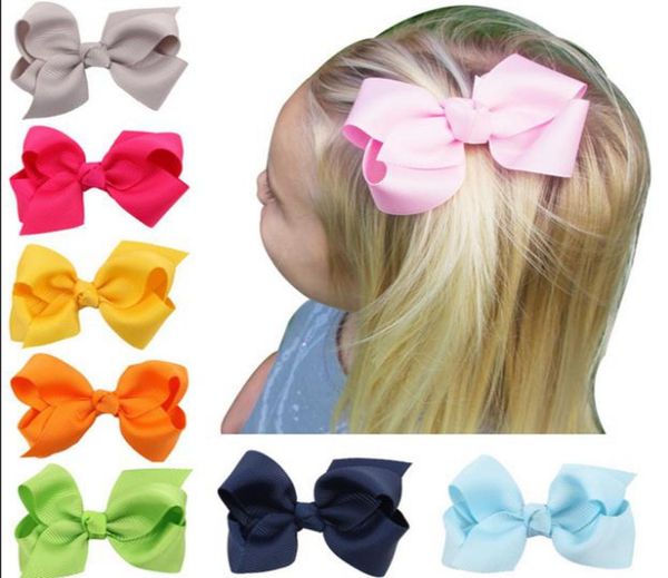 

girls hair clips grosgrain ribbon hairbows with clip handmade bows hairclips hairpins cute headwear baby girl accessories  color5790631, Slivery;white