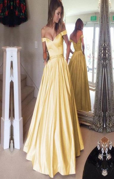

off the shoulder evening dresses crystal beading belt yellow floor length satin long evening gowns party dresses wholefactory3430685, Black;red