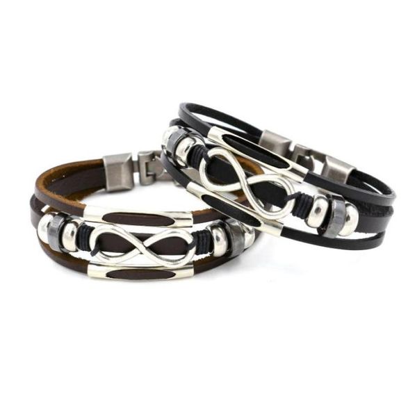 

infinity leather bracelet multilayer wrap bracelets wrist band cuffs for women men fashion jewelry gift will and sandy drop ship7420208, Golden;silver