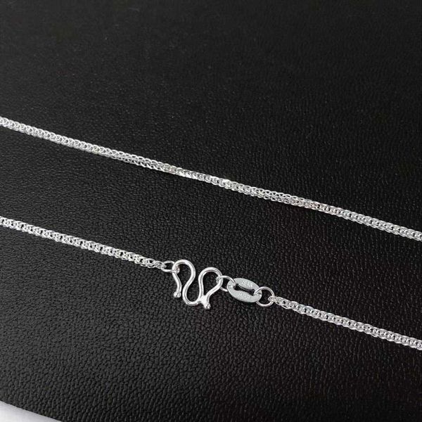 

fashion designer sterling silver necklace full 999 no pendant minimalist clavicle chain car flower chopin women's, Black