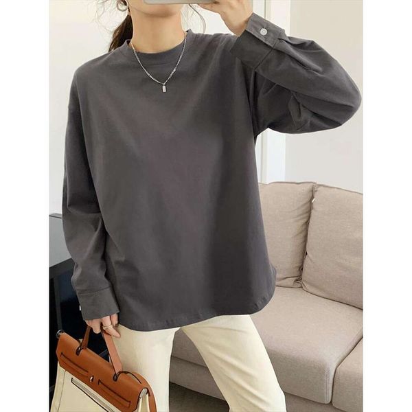 

autumn shirt sleeve design niche cotton long sleeved t for women white western style base with inside