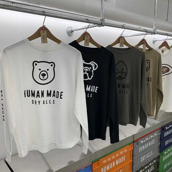

men's t-shirts long sleeve human made fashion t shirt men 1 1 human made vintage t-shirt letter human made tee men clothing, White;black