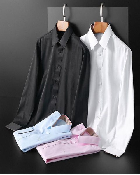 

2021 luxury designer039s business casual shirt long sleeve stripe trim social men039s tshirt fashion plaid b26680908, White;black