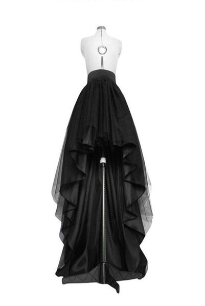 

high low black tulle skirt asymmetrial hem tutu layered wedding bridal gown high waist pleated prom skirt gala stylish saia y200325660312