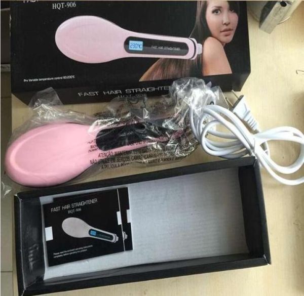 

hair brush auto fast pink hair straightener comb irons with lcd display electric straight hair comb straightening7509962, Black