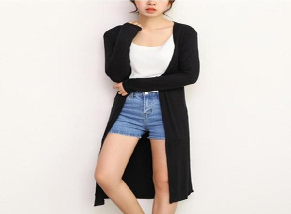 

women039s sweaters 2021 spring thin long cardigan women modal sleeve coats ladies outerwear cardigans black white coat yp216611865654, White;black