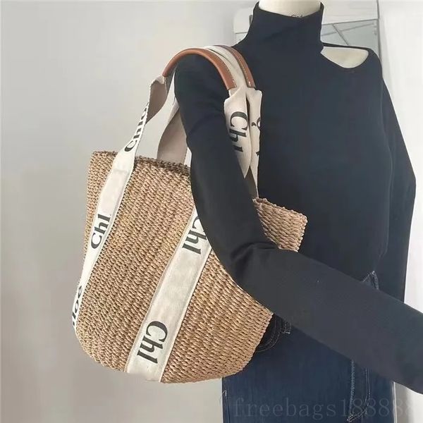 

designer summer beach shoulder bag 5a quality new women's tote bag wicker woven crossbody bag straw woven shopping bag large capacity b