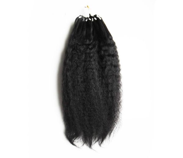 

coarse yaki loop human hair grade 8a micro loop ring hair extensions human hair bundles yaki straight extensions 100gpc 10quot1543218, Black