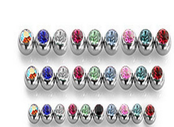 

tongue ball screw gem stone crystal spark lip stud eyebrow ring 316l stainless steel piercing accessory 166mm 123mm 9674670, Black