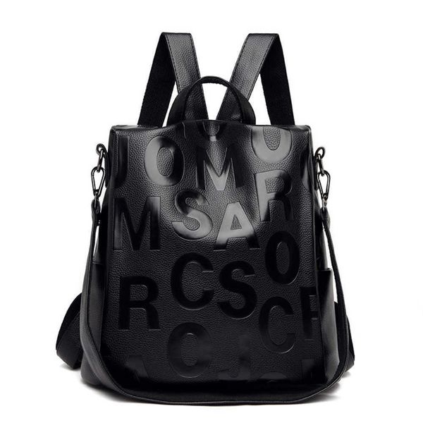 

embossed large letter anti-theft schoolbag 2021 korean fashion women backpack large capacity multi-purpose backpack 230817