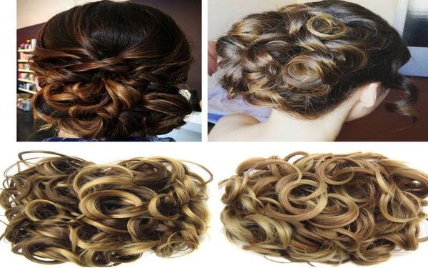 

synthetic wigs jeedou curly hair chignon clip on updos gray mix color messy bun pad women039s retro cheongsam pieces 2211117469321, Black