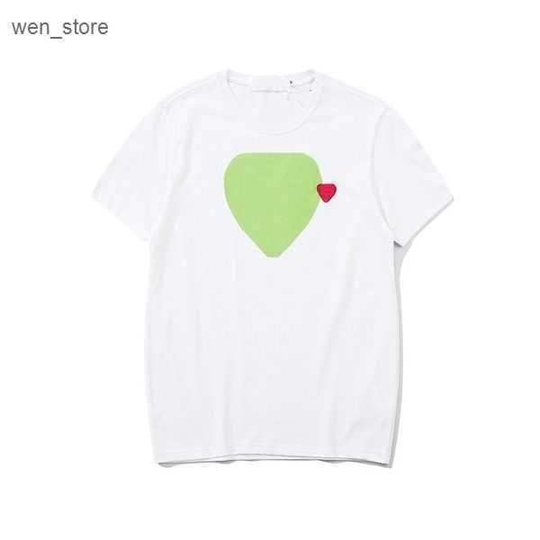 

t shirt play luxury brand fashion new tshirt cotton lovers loose casual shirt crew neck short sleeve shirts red heart commes clothes black w, White;black