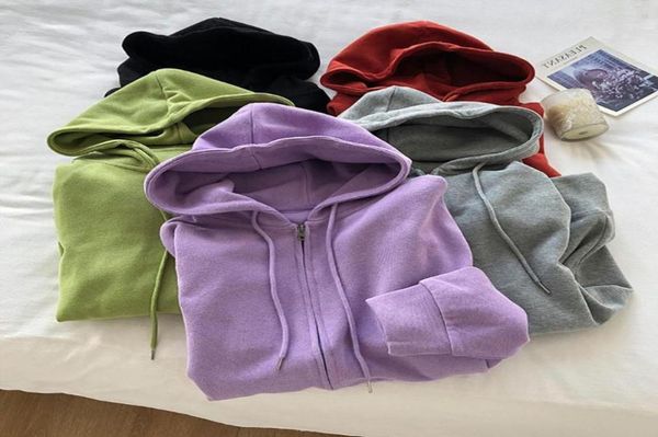 

women039s hoodies women spring autumn thin zipper cardigan sweatshirts fashion purple loose allmatched hooded outerwear female1432209, Black