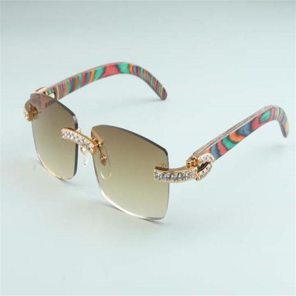 

20 new natural colored birch wood temple sunglasses 3524012-d5 luxury large diamond sunglasses size 56-18-135mm sunglasses270t, White;black