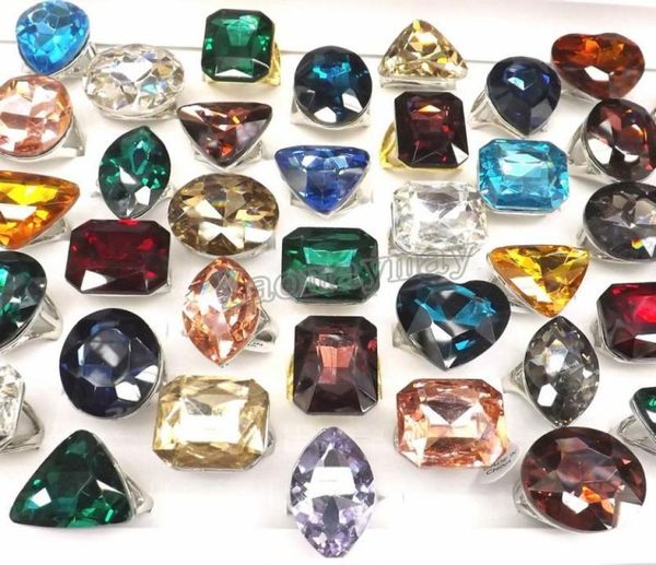 

big zircon rings fashion costume ring bague 50pcs whole 014153745, Golden;silver
