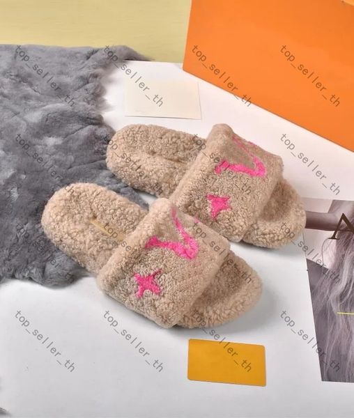 

designer slipper women sandal fur slides fashion soft furry sandals wool slippers luxury slide printing woolen shoe, Black