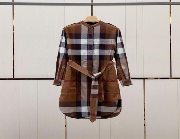 

2022 whole womens plaid blouse dresses long sleeves long dresses with sash77170166403179, Black;gray