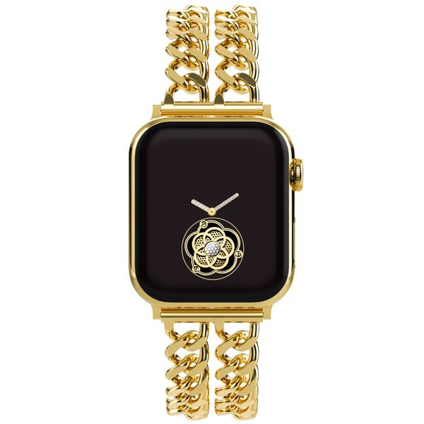 

delightor compatible with apple watch se series 8 series 7 6 5 4 3 2 1 strap women's metal linked watch band steel chain iwatch gold br