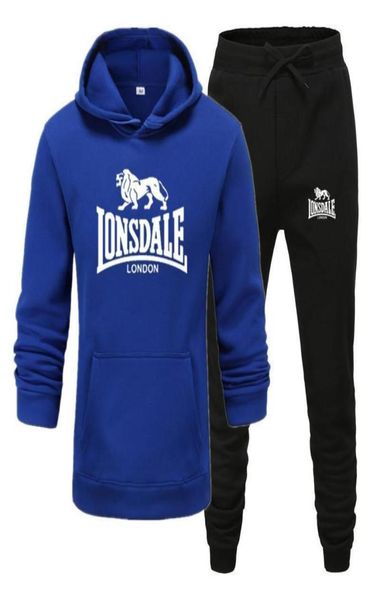 

fashion lonsdale print men hoodies suits brand tracksuit men hip hop sweatshirtssweatpants autumn winter fleece hooded pullover x1065904, Gray