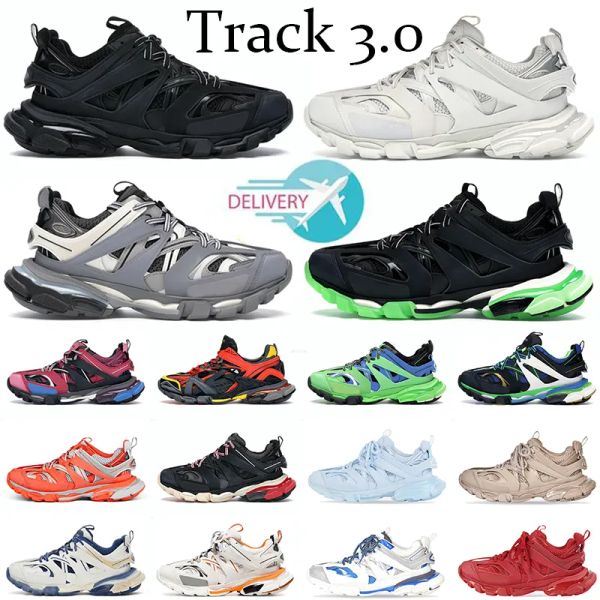 

with box 2023 brand casual shoes designer mens women track 3 3.0 platform sneakers vintage tracks runners tess.s. gomma leather trainers cjl, Black