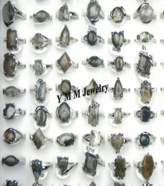 

whole 50pcs mix lot natural agate stone rings for women 014984795, Golden;silver