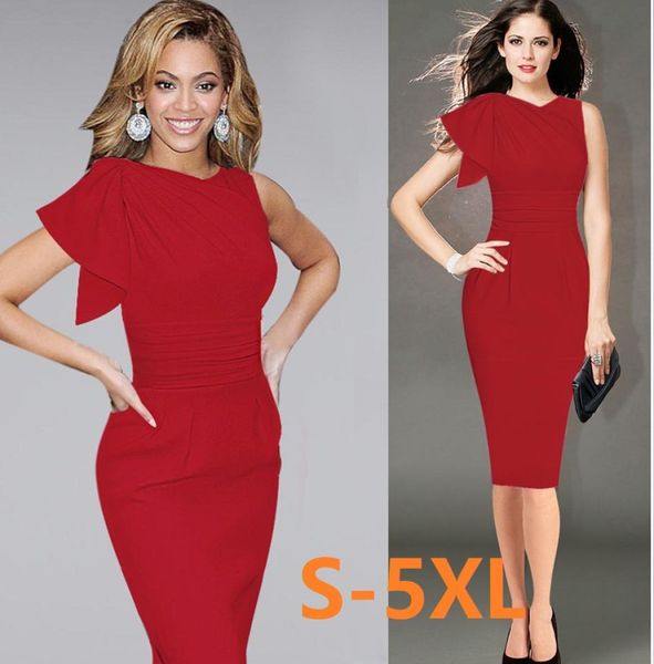 

s5xl womens celeb elegant ruffle sleeve ruched evening party wear to work fitted stretch slim wiggle pencil sheath bodycon dress4746917, Black;pink