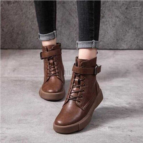 

boots boots 35-40 2021 of the wild student chic flat short autumn and winter cotton retro british style women1 x0817, Black