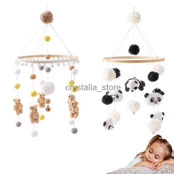 

newborn crib bed bell for baby rattles toys cartoon bear wood holder arm bracket hanging rattles toy 0-12 months hkd230817