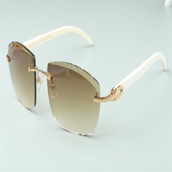 

direct s high-end cutting lens sunglasses 4189706-a white natural buffalo horn sticks size 58-18-140 mm294y, White;black