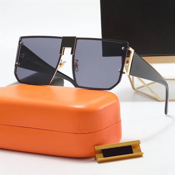 

new men sunglasses fashion brand big metal frame luxury letter design for woman 7 color 82q, White;black