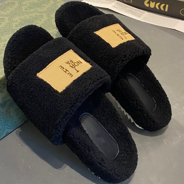 

slippers designer sandals pool pillow cozy mules women fashion slippers women fluffy style classic slippers luxury letter print slippers001, Black