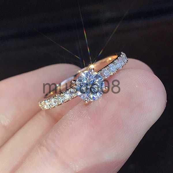 

band rings delysia king women trendy shiny crystal ring simplicity elegant temperament engagement wedding jewelry j230817, Silver
