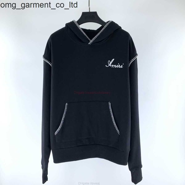 

new 23ss designer clothing mens sweatshirts hoodies 2023 fashion brand new casual trend amirs embroidery letter hoodie black chest pocket sw