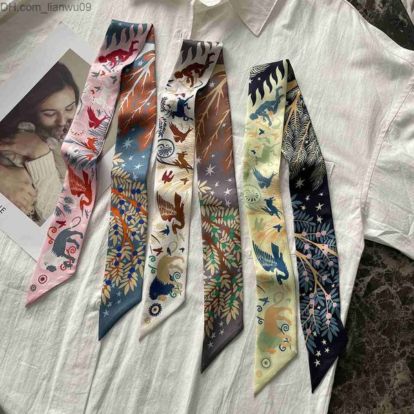 

sarongs mulberry silk scarf 586cm scarf female multifunctional headband small scarf handbag luxury ribbon premium souvenir headband z230817, Blue;gray