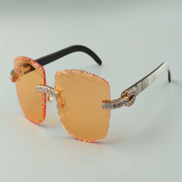 

2021 designers sunglasses 3524023 xl diamonds cuts lens natural hybrid buffalo horn temples glasses size 58-18-140mm180q, White;black