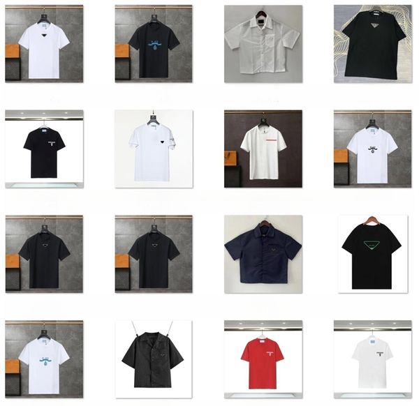 

2023 spring and summer men's high street t-shirt pure cotton short-sleeved fashion couple models men's and women's pure cotto, White;black