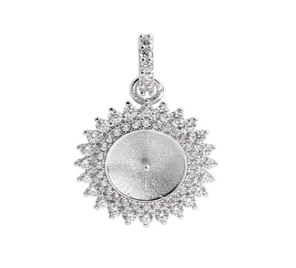 

pendant settings pearl mounts 925 sterling silver two layer zircon surrounded charms gift diy 5 pieces4766864, Slivery;crystal
