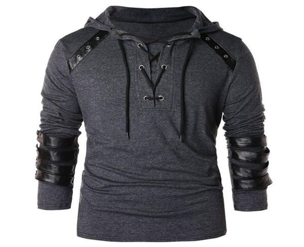 

mens hoodie 3 color leather stitching fashion sweatshirt hip hop hoodies sportswear hooded sweater for men9930865, Black