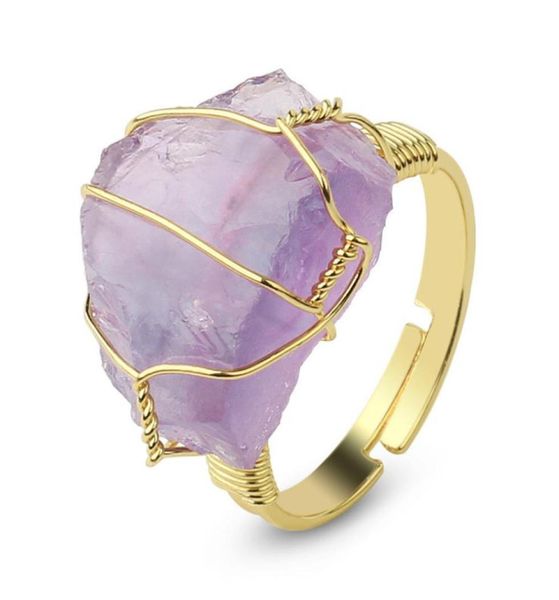 

natural amethyst gold plated wound ring women039s korean version simple jewelry personalized versatile open rings ne12102924300, Golden;silver