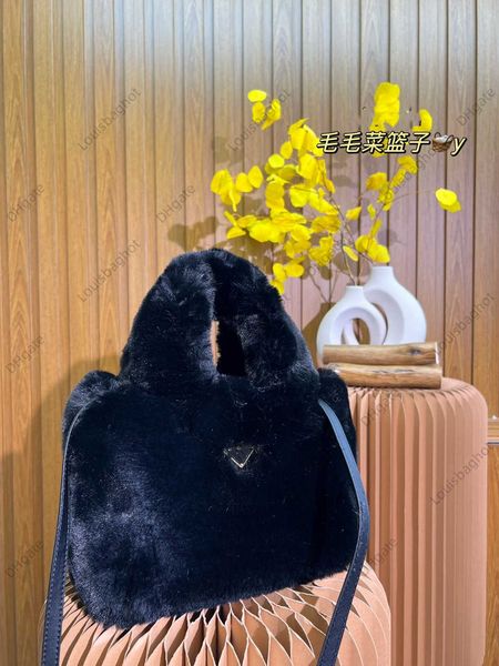 

winter p family plush portable cabbage basket bag large capacity single shoulder oblique span tote bag shopping bag 23bags
