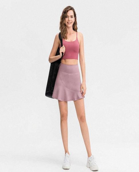 

new women sports skirt loose fake two pieces yoga sports shorts underwears anti light fast dry running fitness casual beach golf t6746480, Black