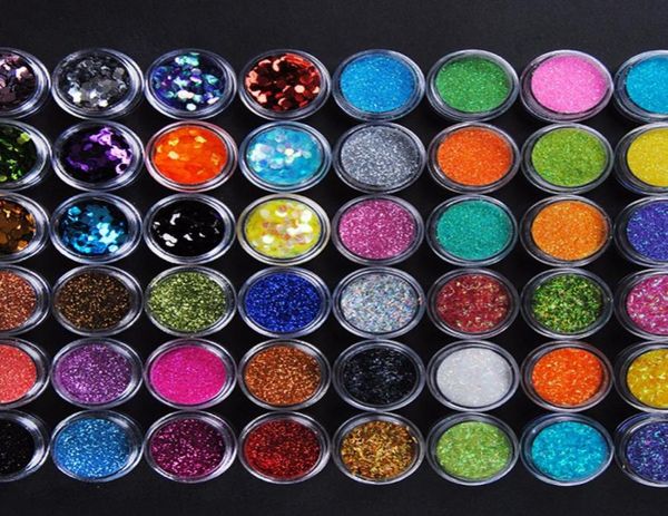

48pcs body glitter powder for eye body art decoration mix glitter ultra fine nail art glitter colorful dust powder makeup4279421, Silver;gold