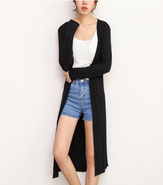 

women039s sweaters 2021 spring thin long cardigan women modal sleeve coats ladies outerwear cardigans black white coat yp216618366005, White;black