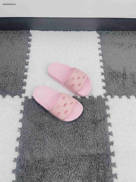 

designer slides fashion kids sandals logo hollow out design baby slippers size 26-35 summer child shoes box packaging june25, Black;grey